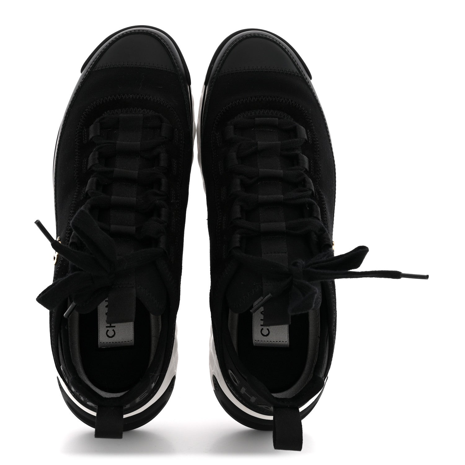 Chanel Velvet Calfskin Mixed Fibers CC Sneakers 40 Black 2 of 11