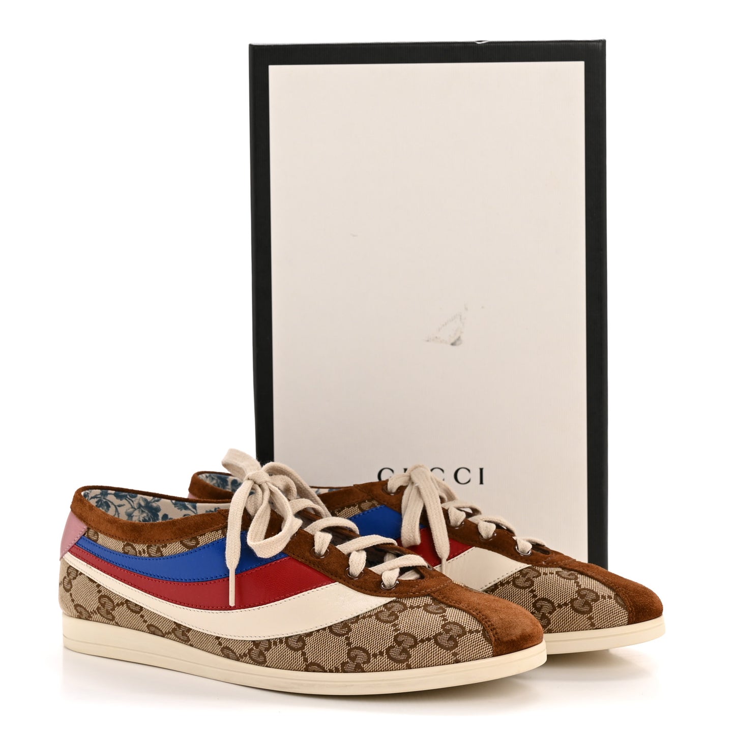 Suede Monogram Web Womens Falacer Sneakers 40 Nocciola Beige Mystic White Hibiscus Red