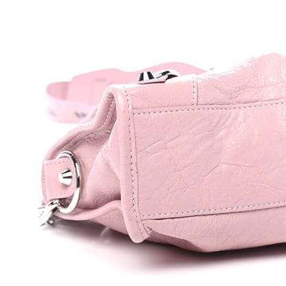 Balenciaga Agneau Classic Silver Hardware Mini City Logo Strap Pale Rose Black 9 of 10