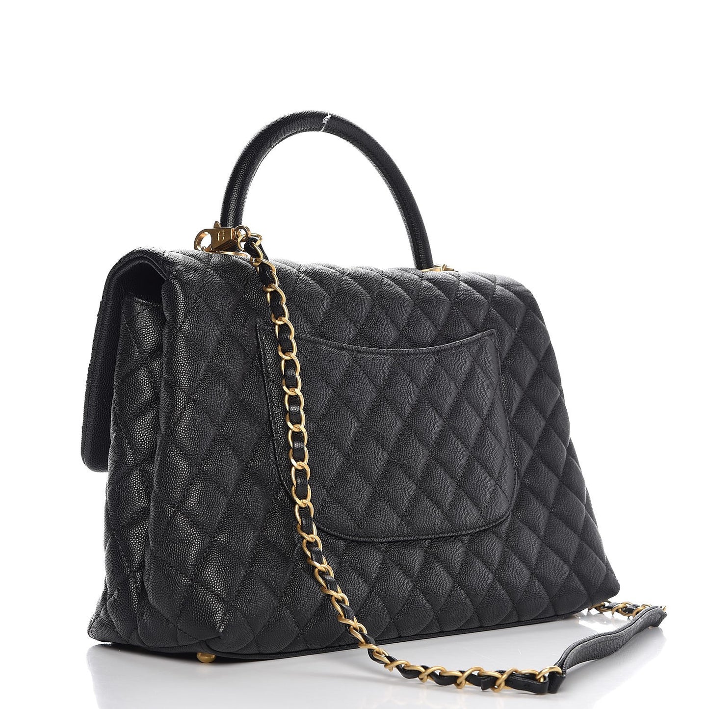 Caviar Quilted Medium Coco Handle Flap Black