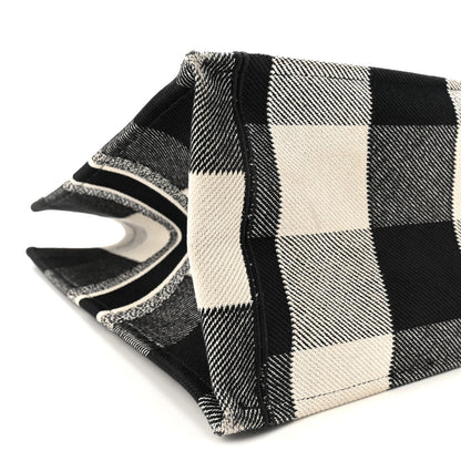 Christian Dior Canvas Embroidered Large Checkered Book Tote Black White 9 of 10