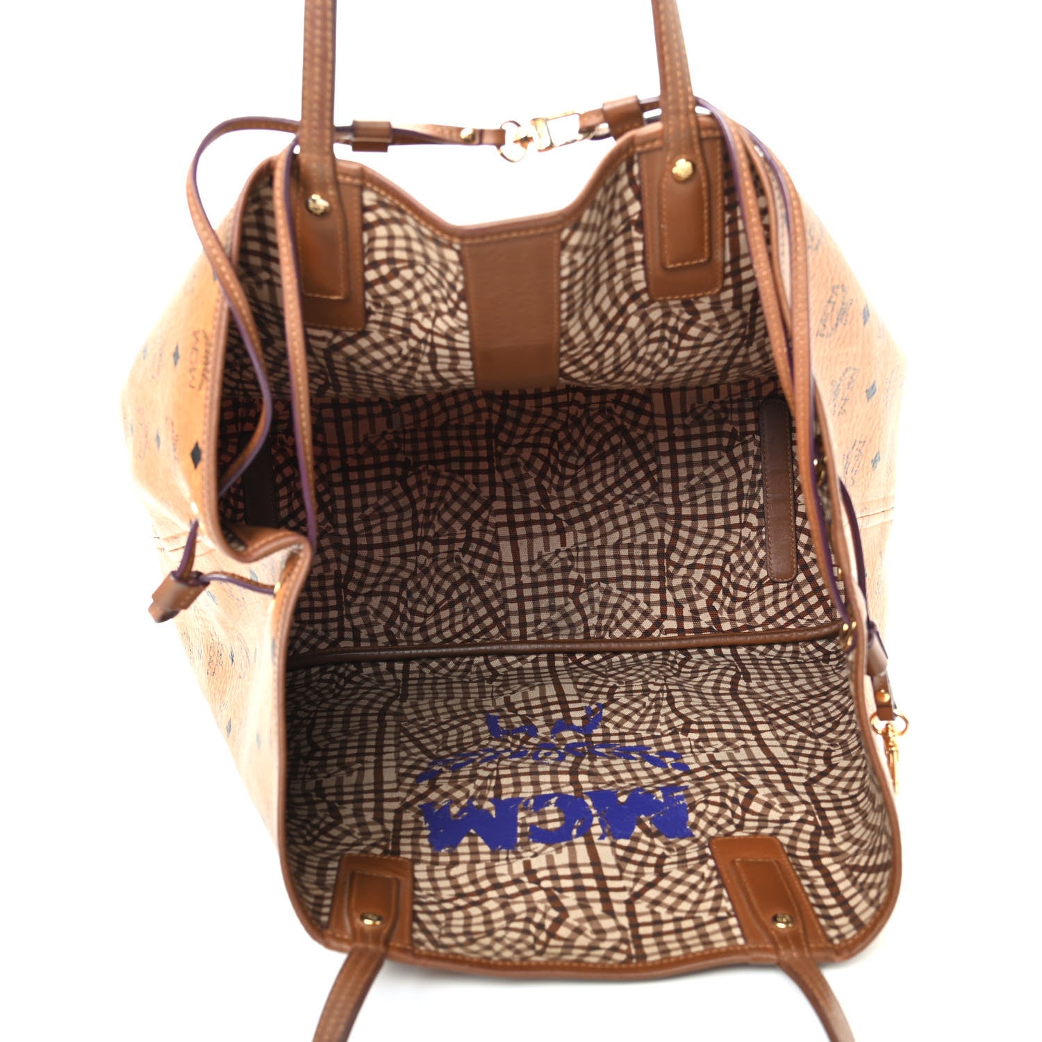 MCM Visetos Large Liz Reversible Shopper Tote Cognac 7 of 11