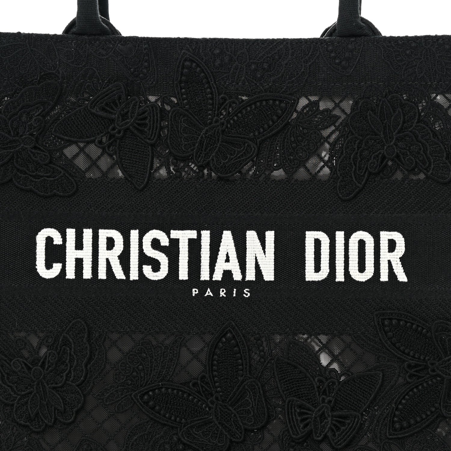 Christian Dior Embroidered 3D Macrame D-Lace Butterfly Medium Book Tote Black Multicolor 8 of 10