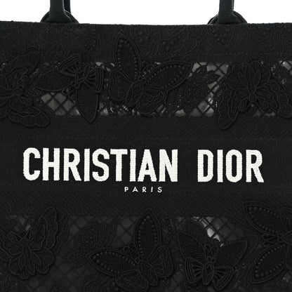 Christian Dior Embroidered 3D Macrame D-Lace Butterfly Medium Book Tote Black Multicolor 8 of 10
