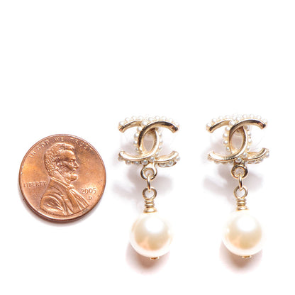 Chanel Pearl CC Drop Earrings Gold 2 of 5