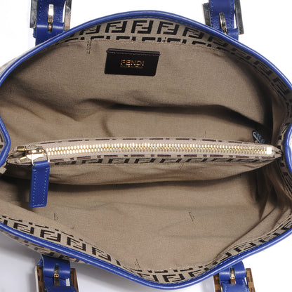Fendi Zucchino Vitello Small Tote Mogano Panna Blue 5 of 9