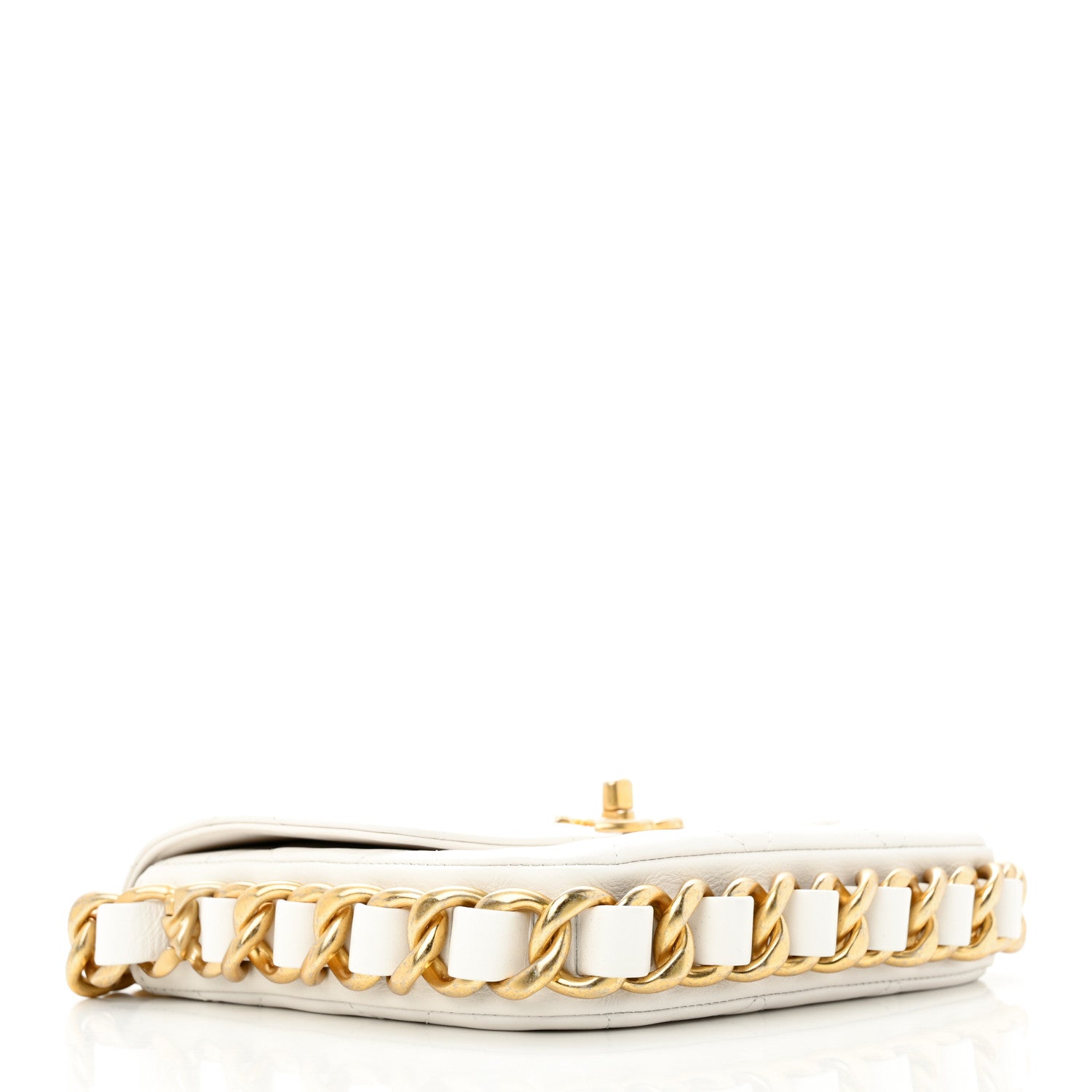 Chanel Calfskin Quilted Small Framing Chain Bag White 4 of 12