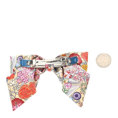 Hermes Silk Ex Libris Grenelle Bloom Hair Clip Beige 2 of 4