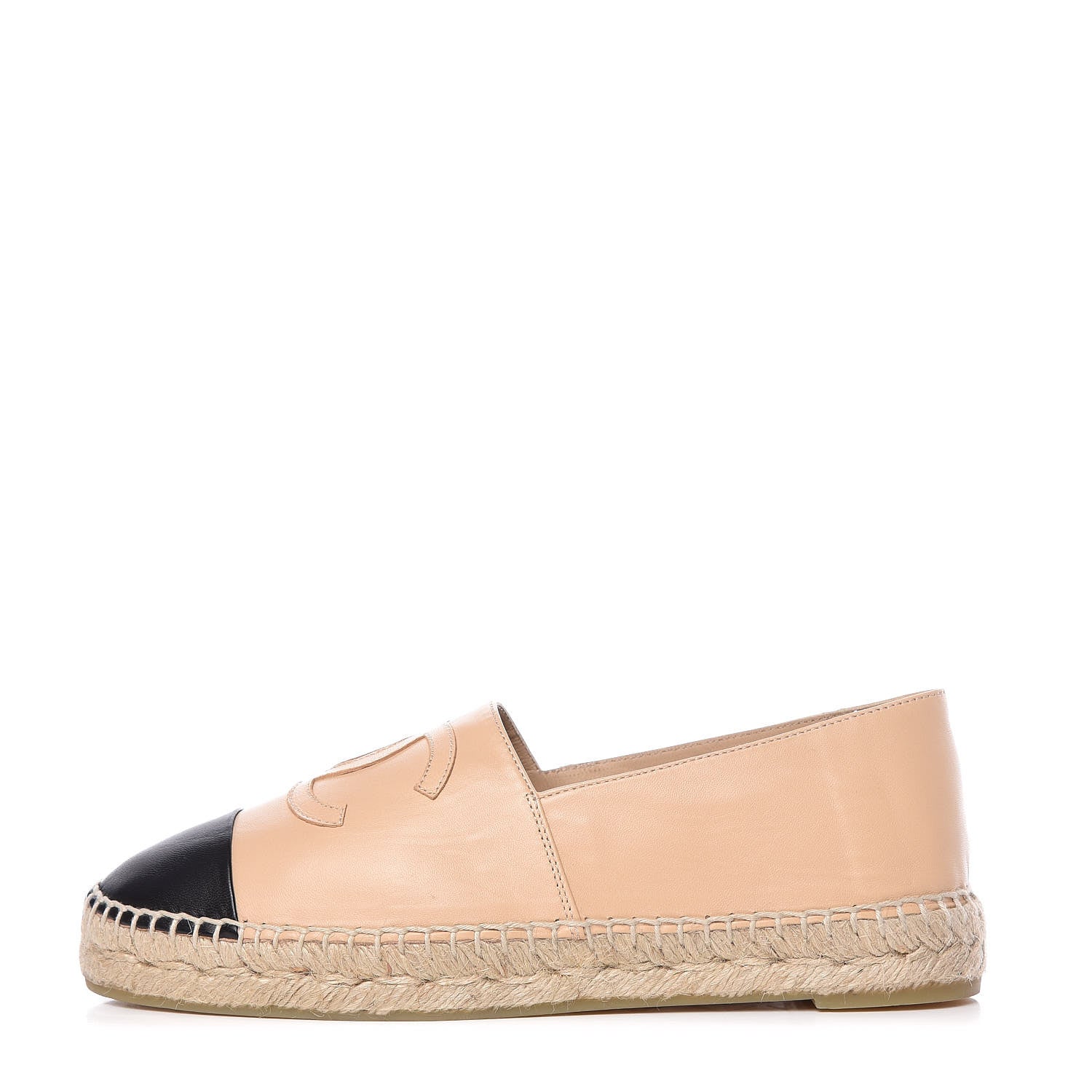 Chanel Lambskin CC Espadrilles 38 Beige Black 1 of 10