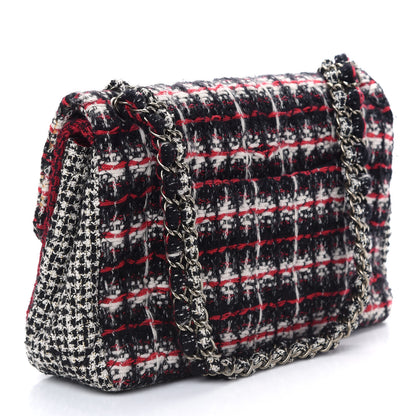 Chanel Tweed Quilted Medium Single Flap Red Black White 3 of 9