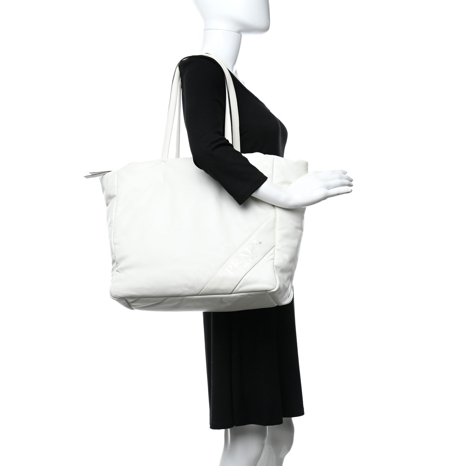 Prada Nappa Soft Large Shopper Tote Bianco Cobalto 2 of 10