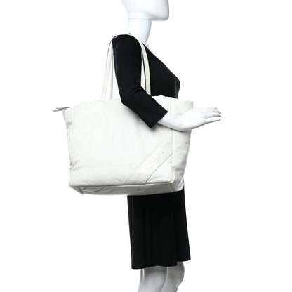 Prada Nappa Soft Large Shopper Tote Bianco Cobalto 2 of 10