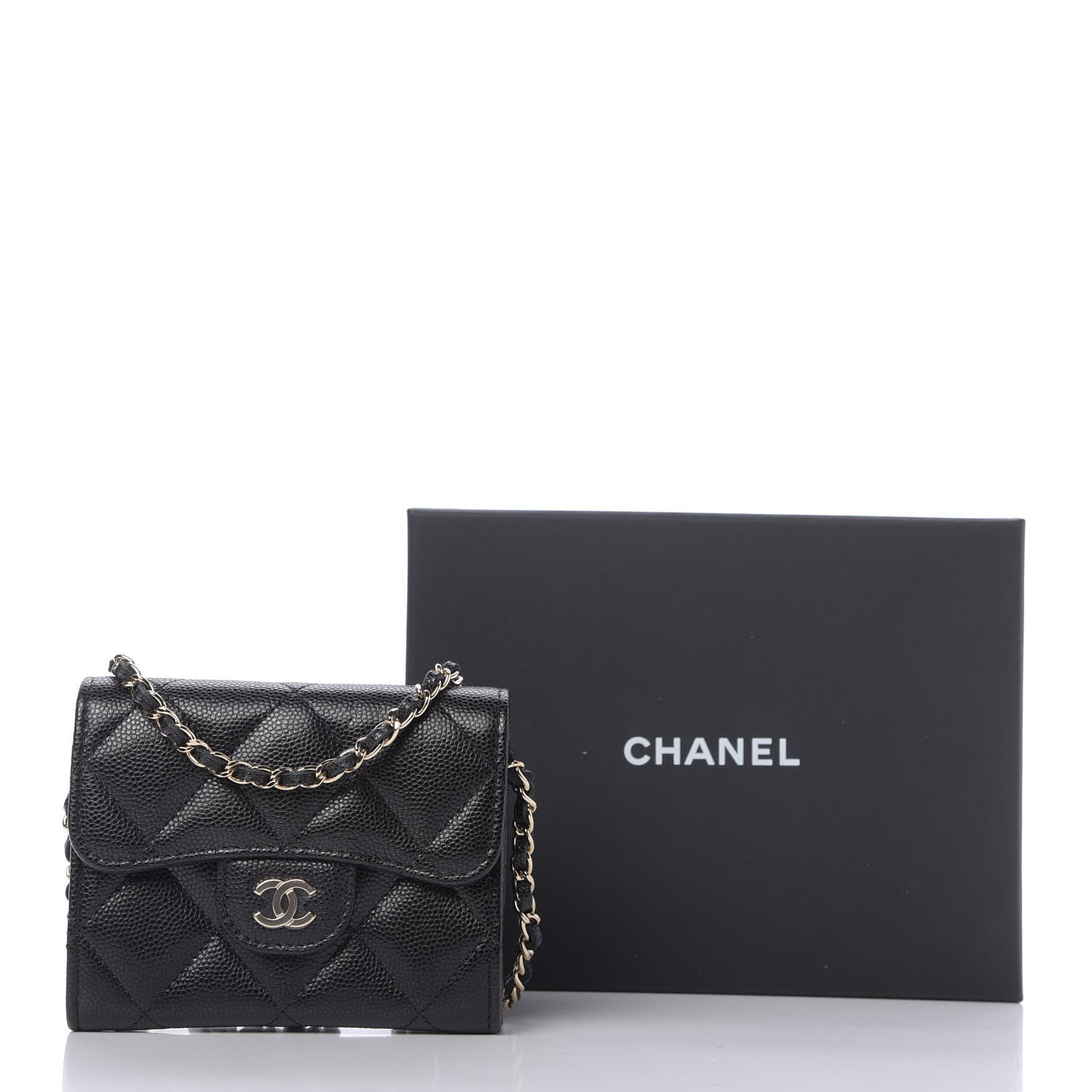 Chanel Caviar Quilted Flap Card Holder On Chain Black 11 of 11