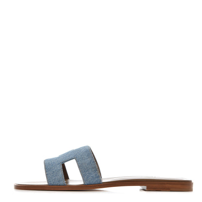 Hermes Denim Canvas Oran Sandals 40.5 Bleu Clair 1 of 9