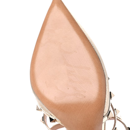 Valentino Garavani Metallic Pebbled Calfskin Rockstud 90mm Cage Mules 40 Platino 6 of 9