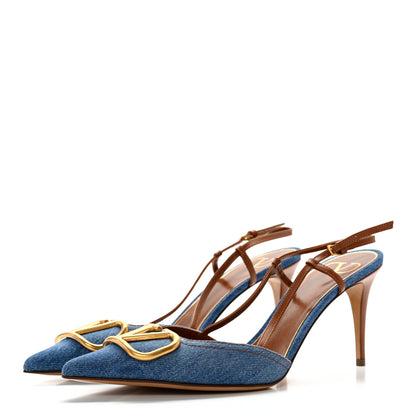 Valentino Garavani Denim Vlogo Slingback 80mm Pumps 41 Denim Selleria 3 of 9