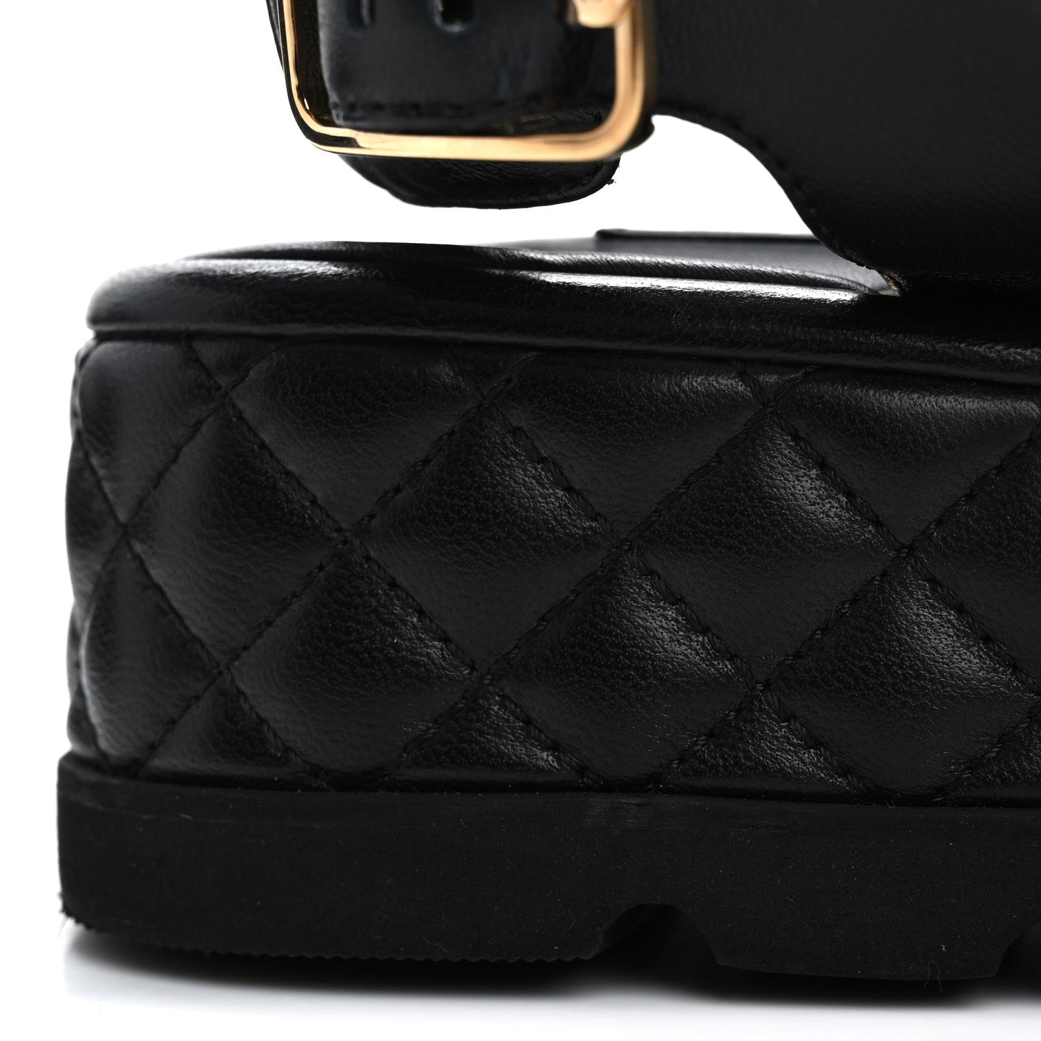 Chanel Lambskin Quilted Platform Sandals 37 Black 11 of 14