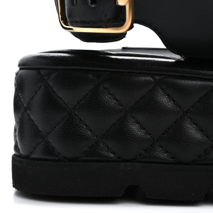 Chanel Lambskin Quilted Platform Sandals 37 Black 11 of 14