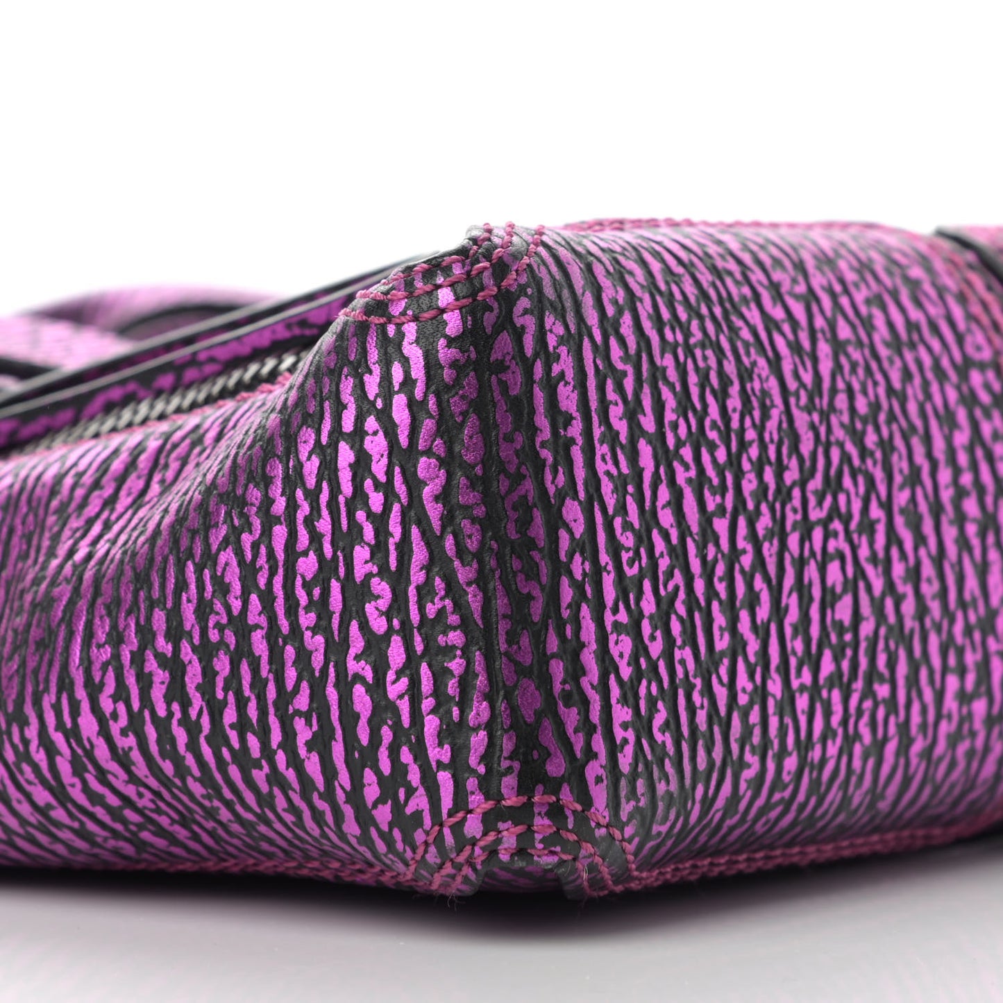 Metallic Textured Calfskin Mini Pashli Satchel Purple