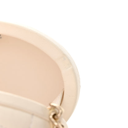 Chanel Lambskin Quilted Oval Minaudiere Chain Clutch White 11 of 12