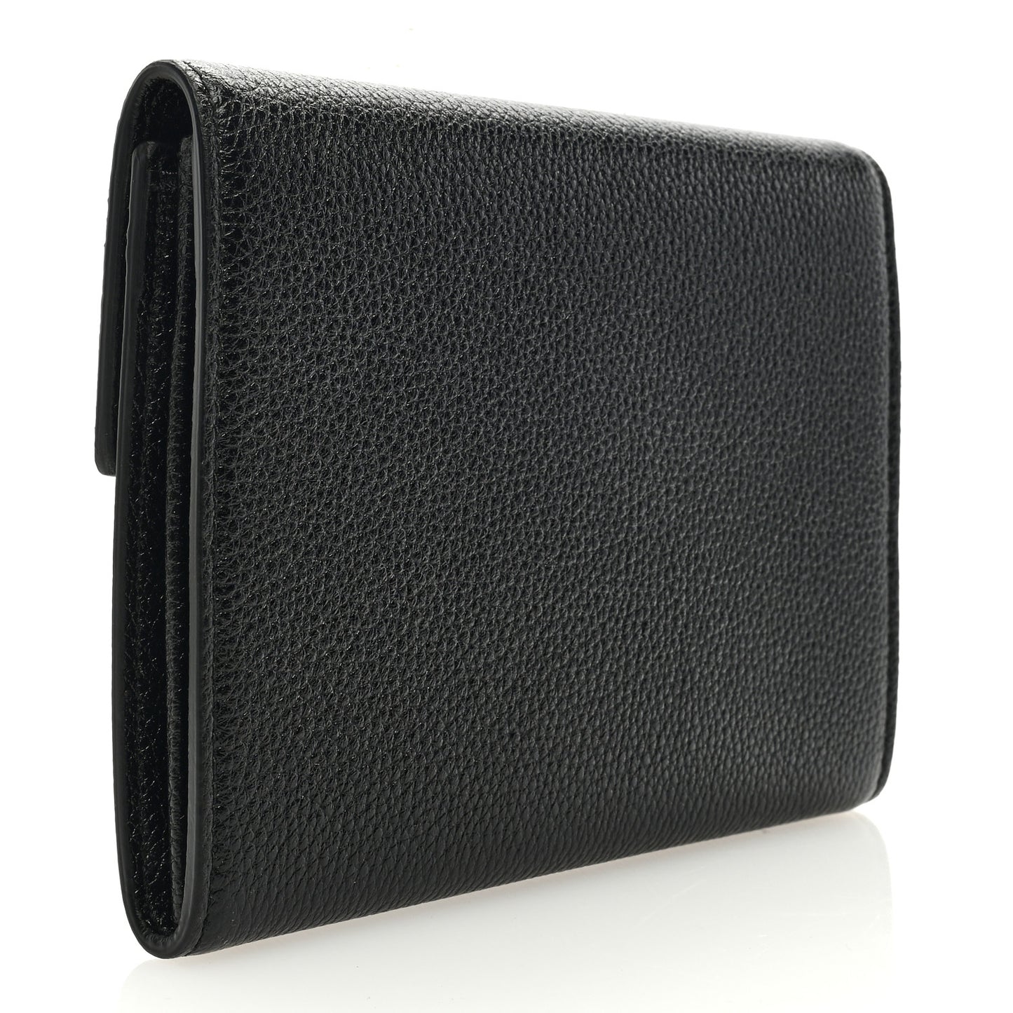 Grainy Calfskin Zumi Flap Card Case Black