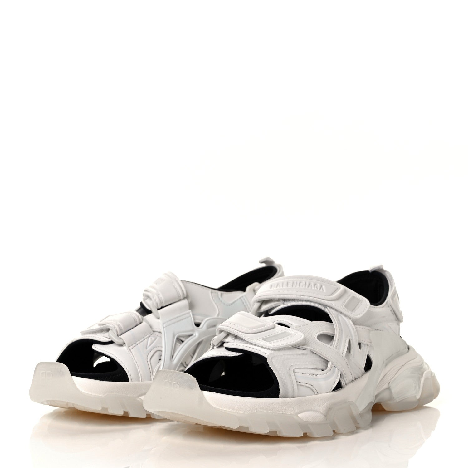 Balenciaga Neoprene Rubber Clear Sole Womens Track Sandals 37 White Black 3 of 8