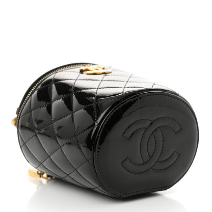 Chanel Patent Quilted Afternoon Tea Top Handle Mini Vanity Case With Chain Black 4 of 11