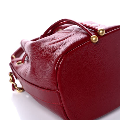 Chanel Shiny Aged Calfskin CC Chain Mini Drawstring Bag Red 8 of 14