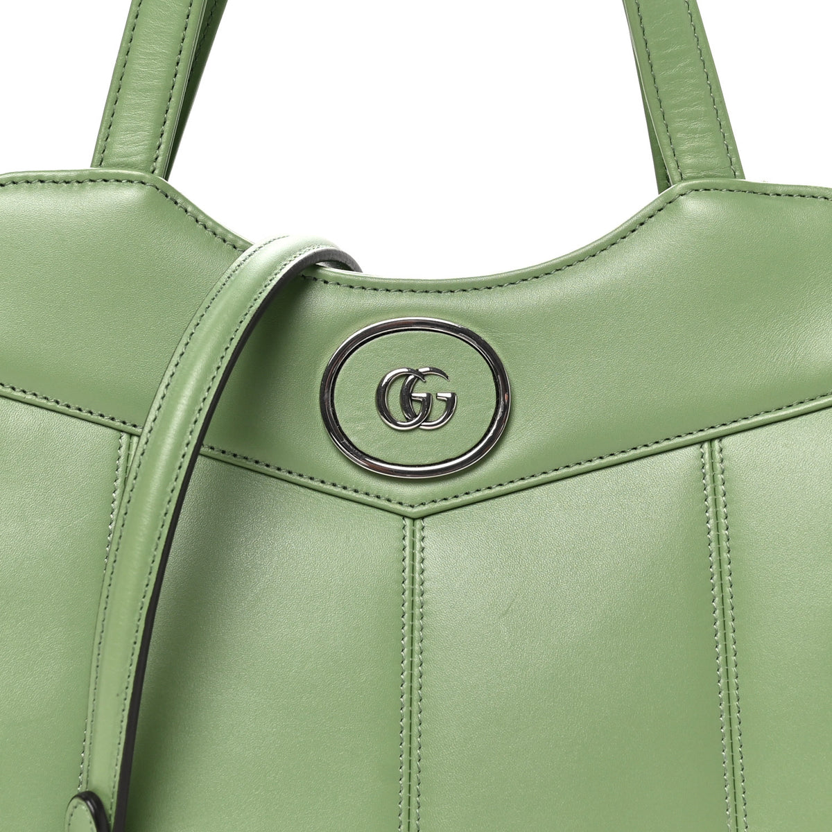 Senna Calfskin Petite GG Small Tote Bag Green Soil Grass