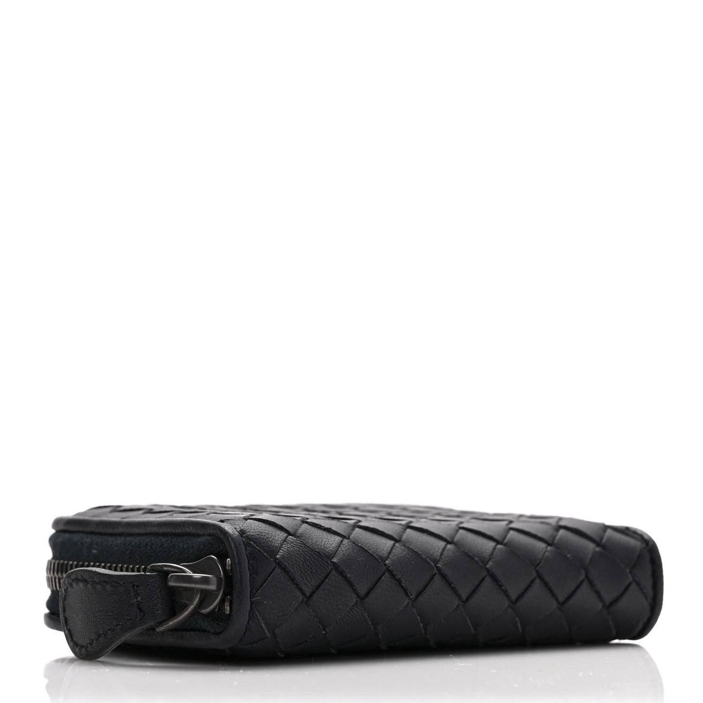 Nappa Intrecciato Zip Around Card Holder Navy