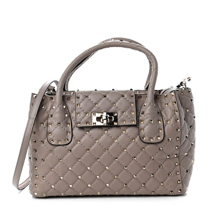 Valentino Garavani Nappa Rockstud Spike Double Handle Tote Poudre 1 of 9