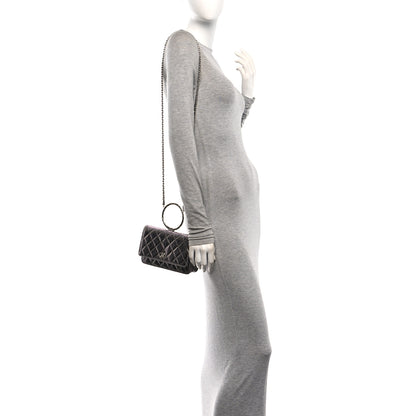 Chanel Crumpled Metallic Calfskin Quilted Ring Handle Wallet on Chain Silver 2 of 11