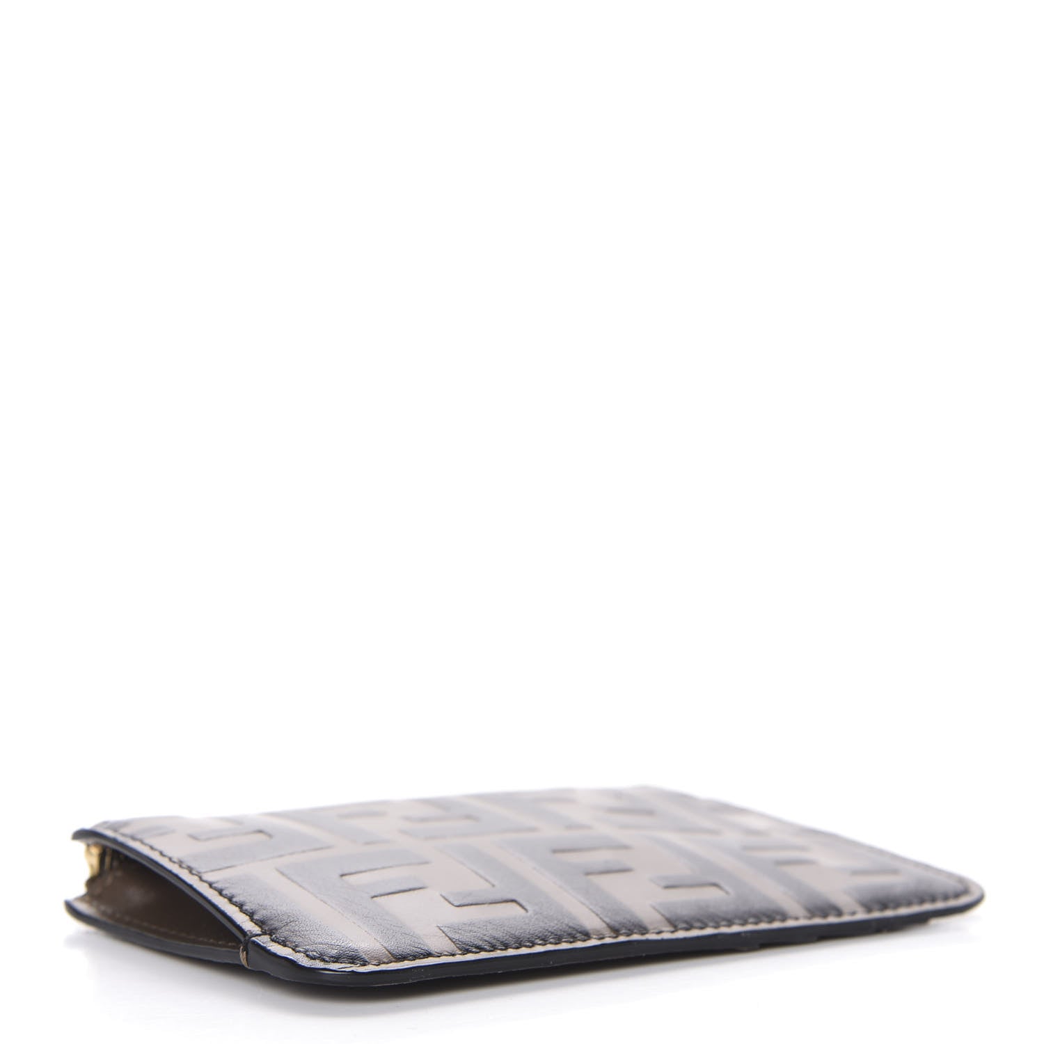 Fendi Vitello Soft F is Fendi Bi-Color FF 1974 Embossed Key Case Pouch Maya Black 5 of 9