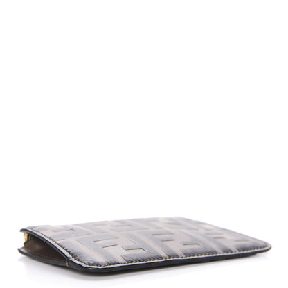 Fendi Vitello Soft F is Fendi Bi-Color FF 1974 Embossed Key Case Pouch Maya Black 5 of 9