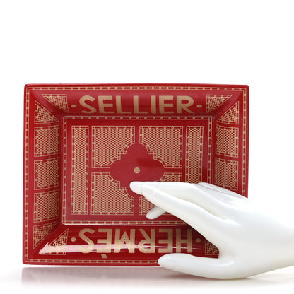 Hermes Porcelain Sellier Change Tray Rouge Or 2 of 6