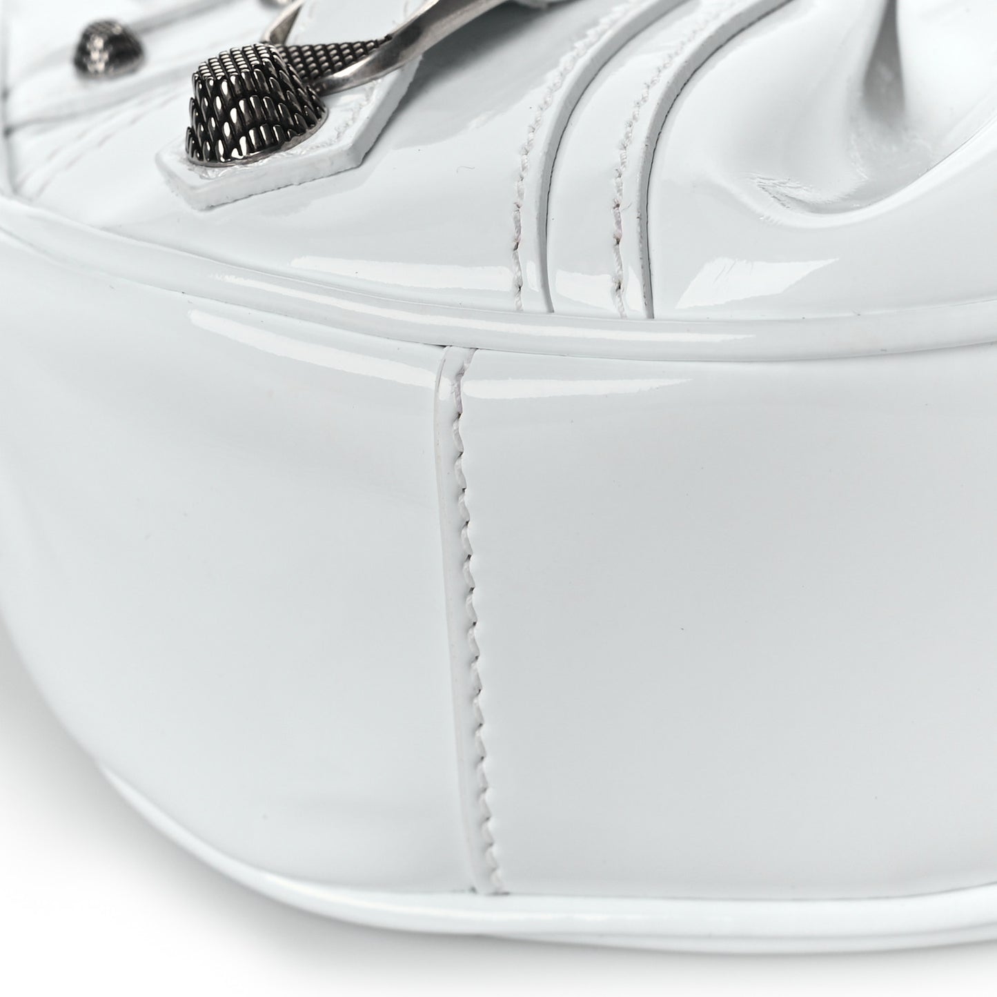 Patent Faux Leather Le Cagole Shoulder Bag XS White