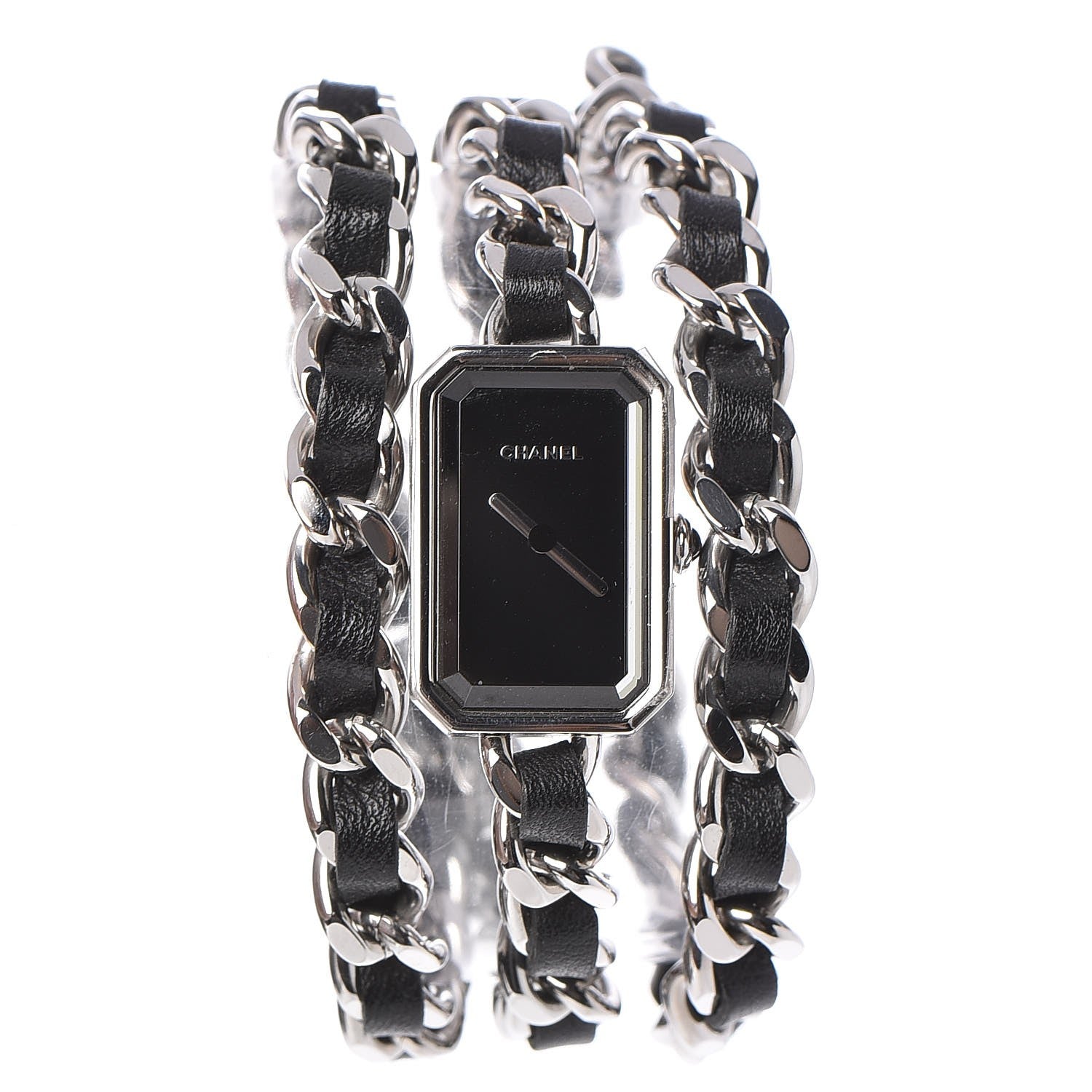 Chanel Stainless Steel Lambskin 16mm Premiere Rock Triple Row Quartz Watch Black 1 of 7