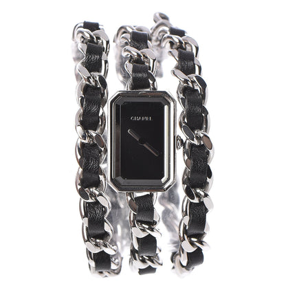 Chanel Stainless Steel Lambskin 16mm Premiere Rock Triple Row Quartz Watch Black 1 of 7