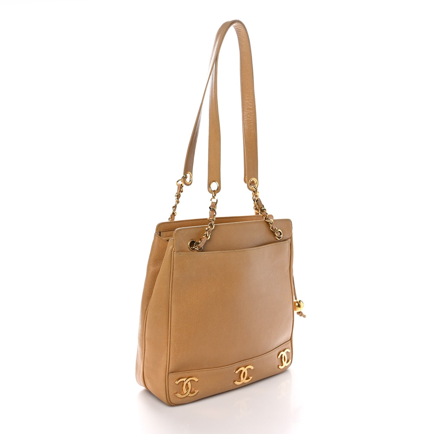 Chanel Caviar CC Shoulder Bag Beige 3 of 13