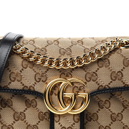 Gucci Monogram Matelasse Diagonal Mini GG Marmont Shoulder Bag Beige Black 10 of 10