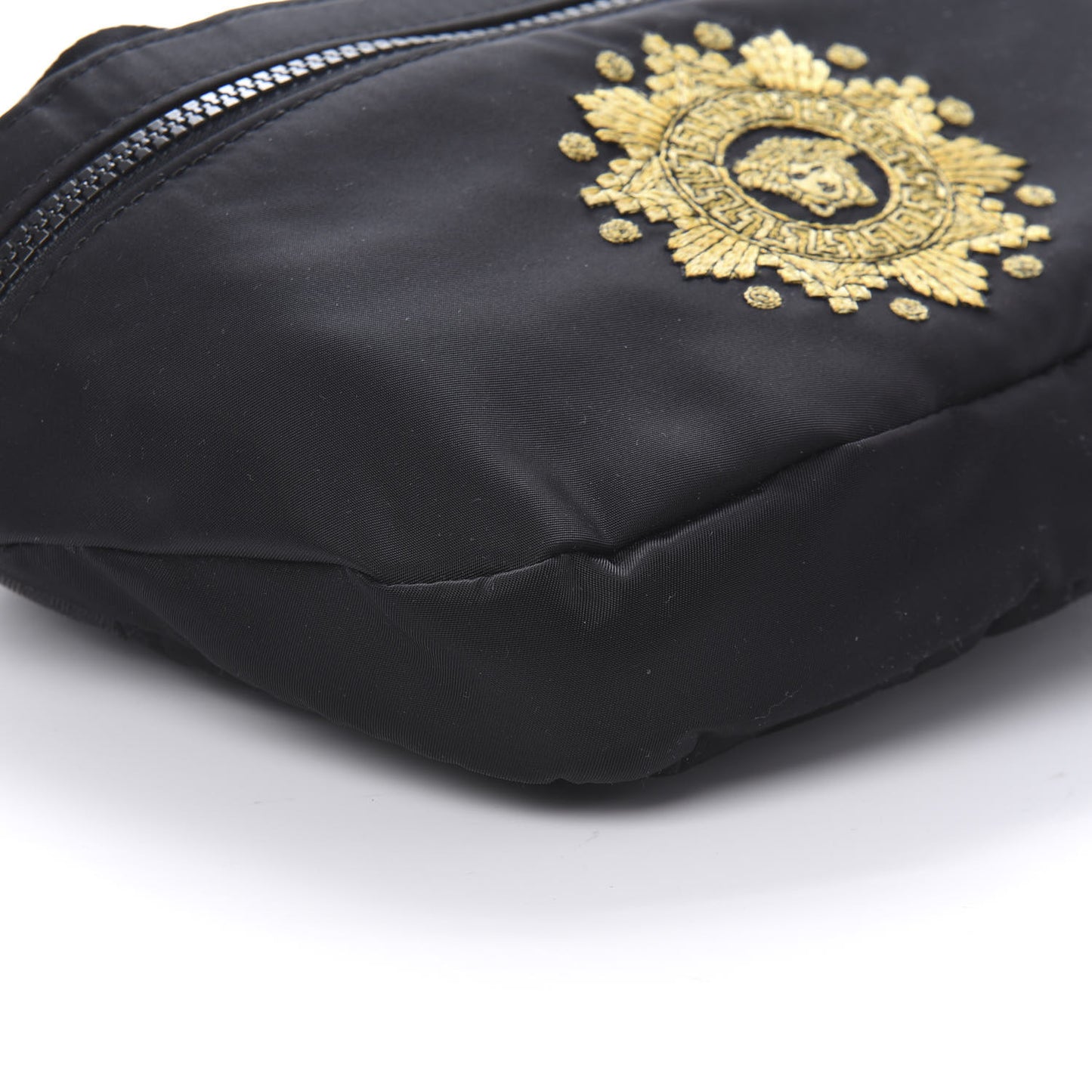Nylon Embroidered Belt Bag Black