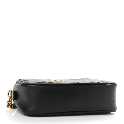 Gucci Calfskin Matelasse Small GG Marmont Chain Shoulder Bag Black 4 of 11