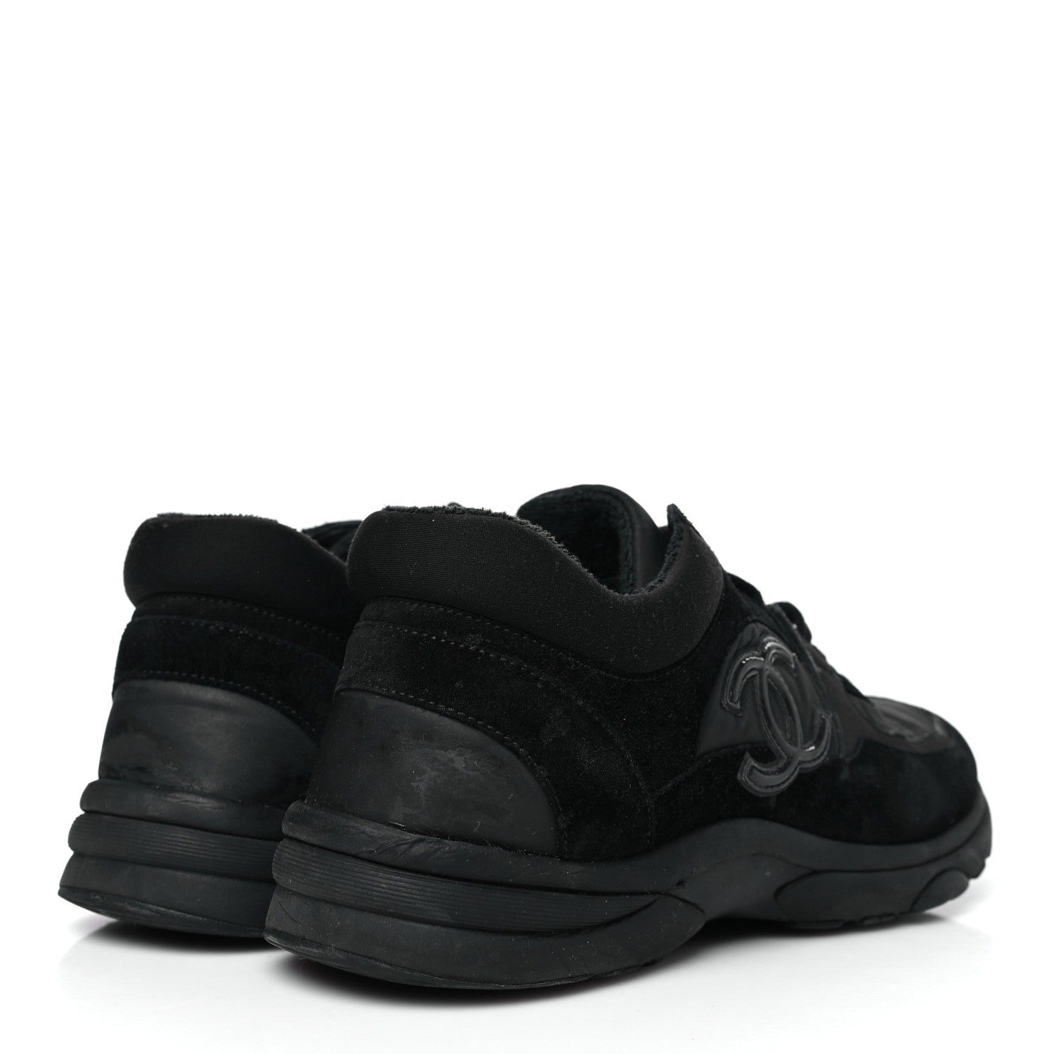 Chanel Fabric Calfskin Suede CC Sneakers  37.5 Black 5 of 8