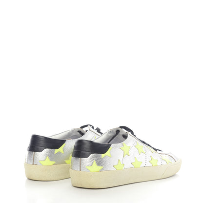 Saint Laurent Metallic Calfskin Star Court Sneakers 43.5 Silver Green 4 of 9