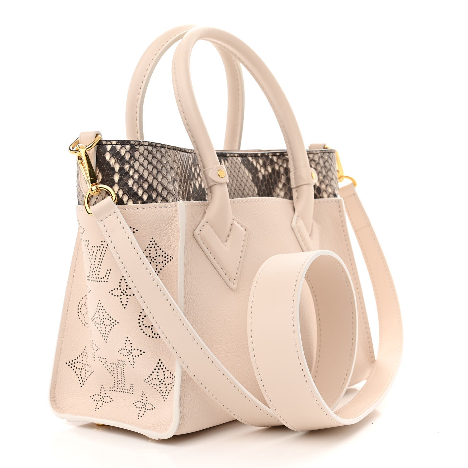 Louis Vuitton Calfskin Karung Snakeskin Mahina On My Side PM Quartz White 3 of 12