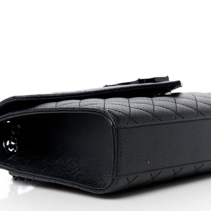 Saint Laurent Grain De Poudre Textured Mixed Matelasse Triquilt Medium Monogram Monochrome Satchel Black 10 of 11