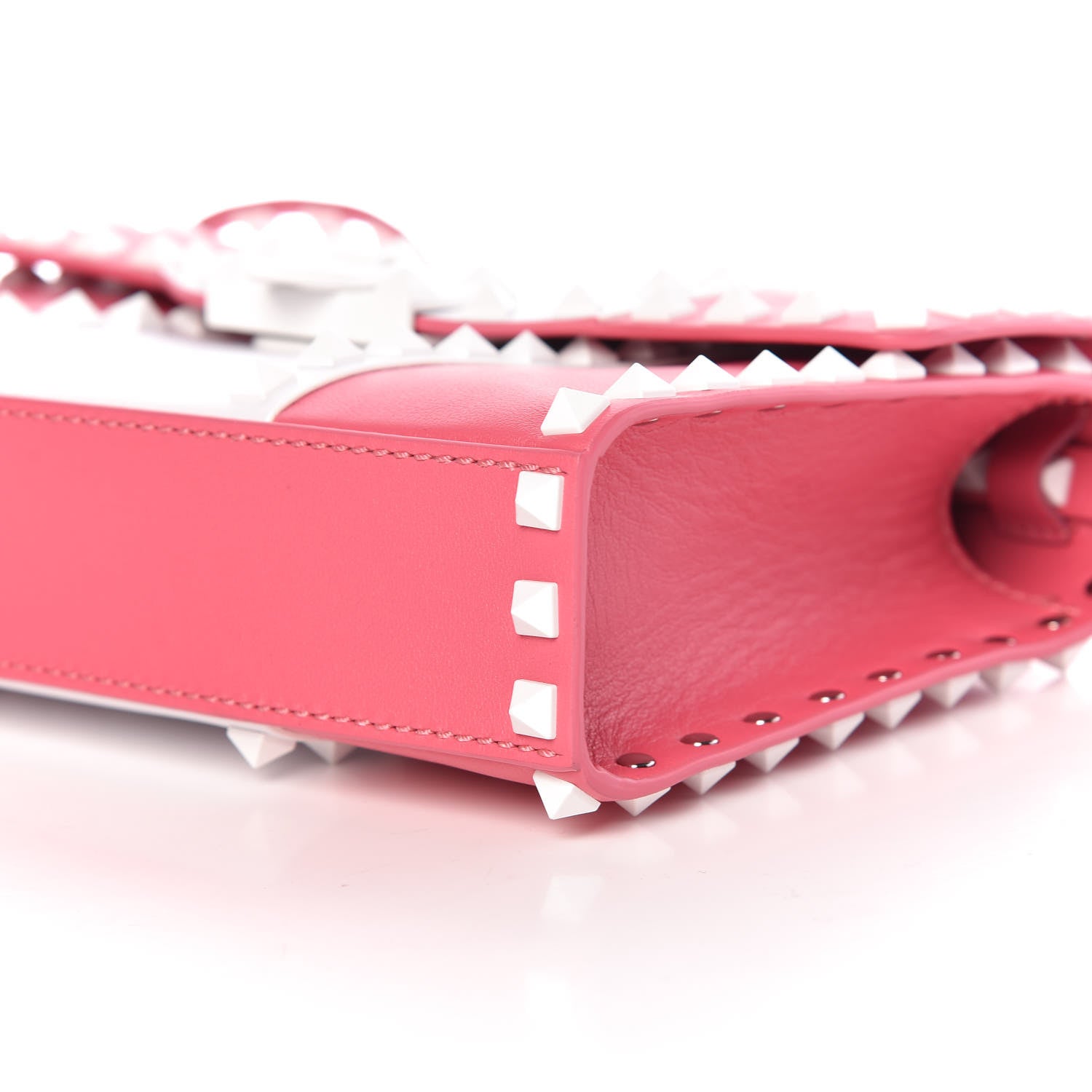 Valentino Garavani Vitello Colorblock Medium Free Rockstud Flip Lock Crossbody Bag Shadow Pink Optic White 9 of 9