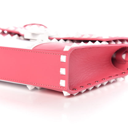 Valentino Garavani Vitello Colorblock Medium Free Rockstud Flip Lock Crossbody Bag Shadow Pink Optic White 9 of 9