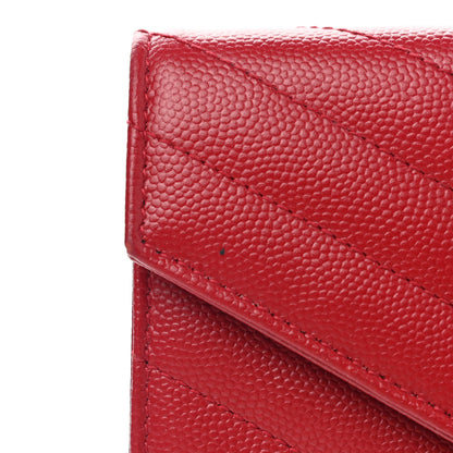 Saint Laurent Grain De Poudre Matelasse Chevron Small Monogram Envelope Wallet New Red 16 of 18