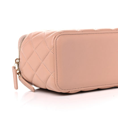 Chanel Lambskin Quilted Small Top Handle Vanity Case With Chain Beige 8 of 10
